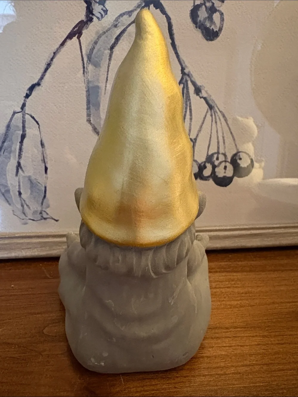Stone Meditating Garden Gnome with Gold Hat